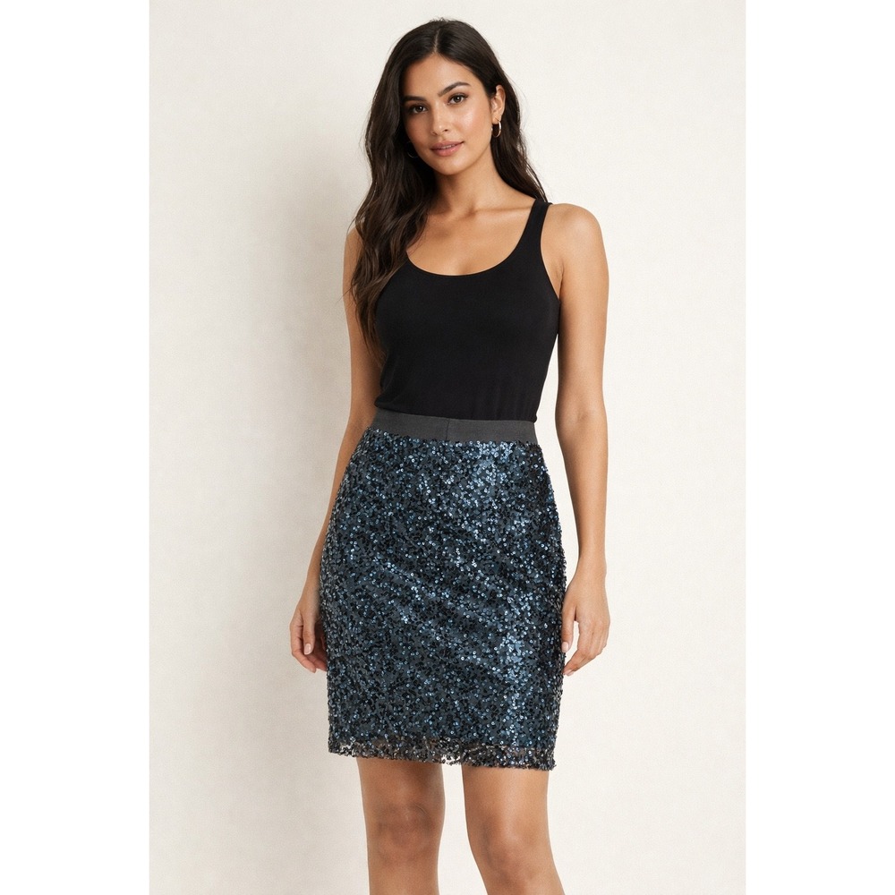 Antonio Melani Teal Black Sequin Pencil Skirt Size 12 NWT, cocktail‎ party